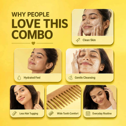 Rice Berry Face Wash & Wooden Neem Comb