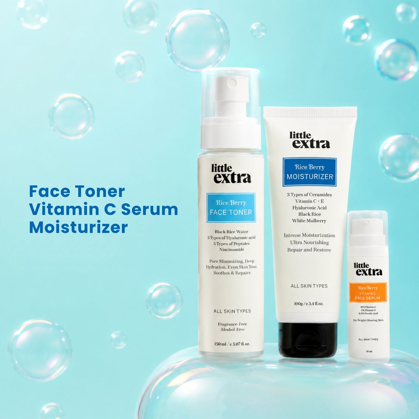 Rice Berry Glow Trio | Toner, Serum & Moisturizer for Bright, Hydrated & Glowing Skin