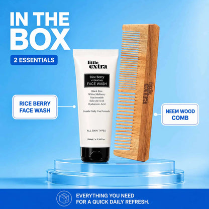 Rice Berry Hydrating Face Wash & Dual Tooth Neem Wood Comb