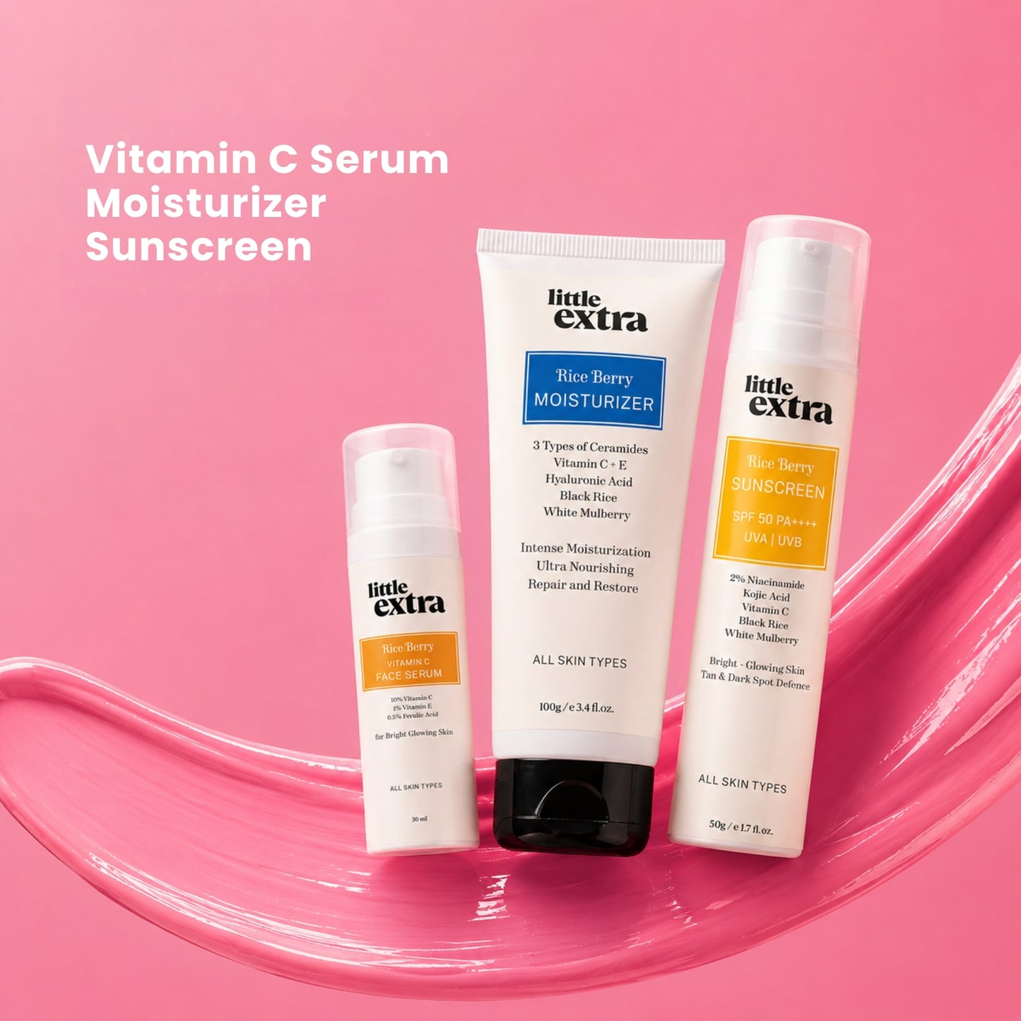 Holy Grail Trio  | Rice Berry Vitamin C Serum, Moisturizer & Sunscreen