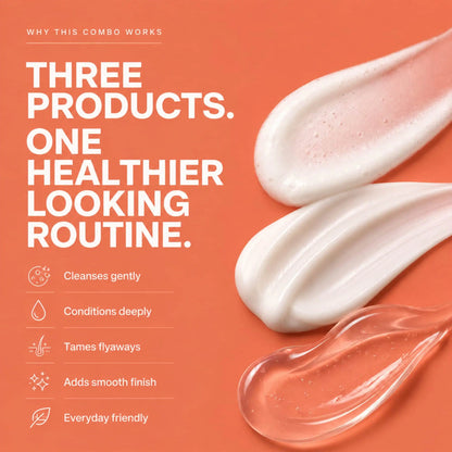 Wash & Style Trio | Coco Onion Shampoo, Conditioner & Hair Finishing Stick