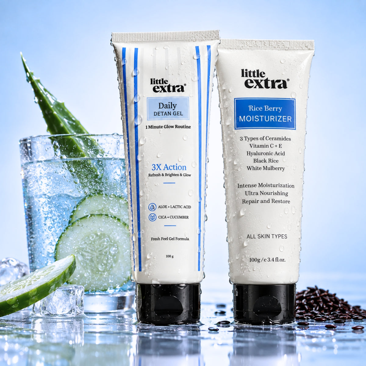 Detan & Hydrate Duo | Daily Detan Gel & Rice Berry Moisturizer