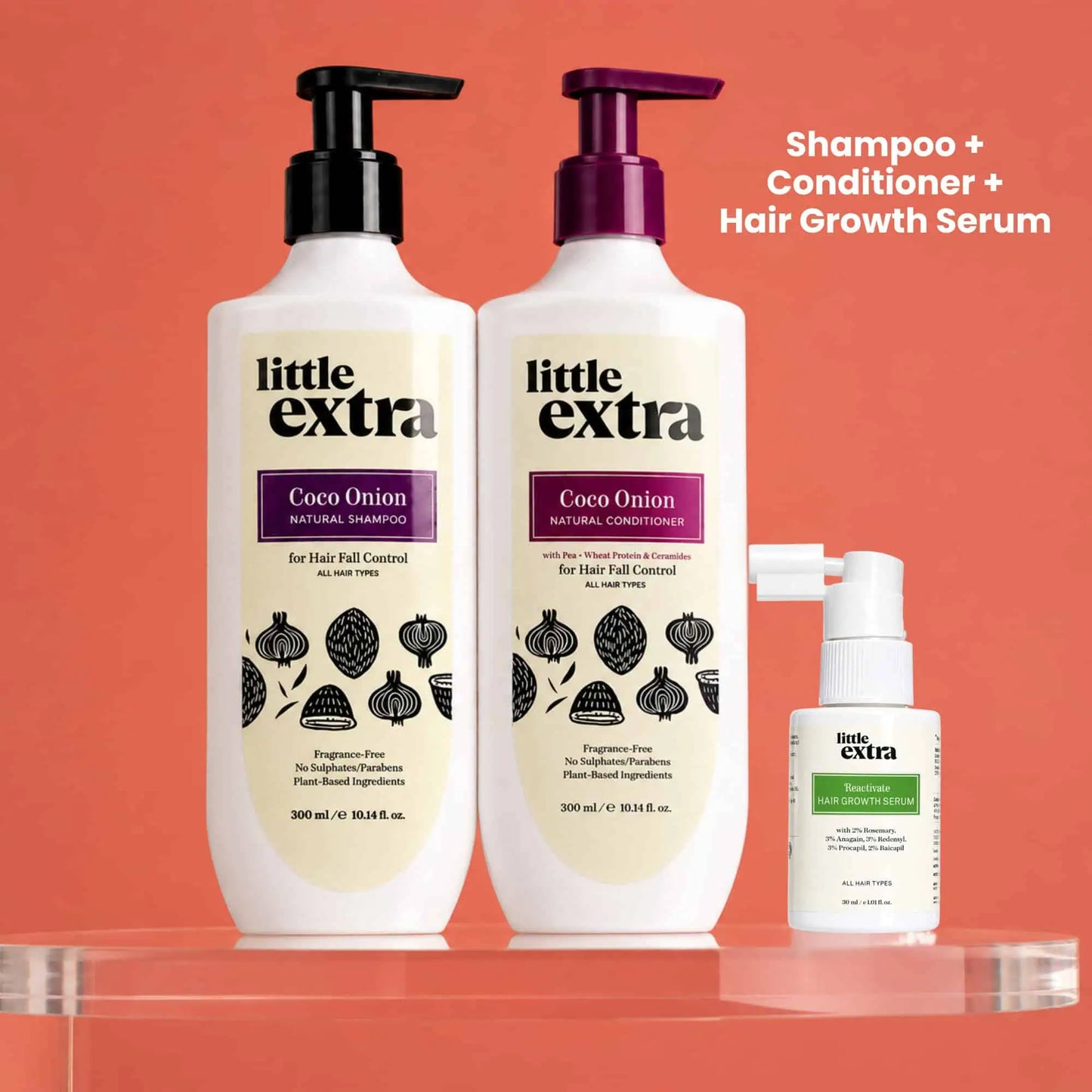Advanced Hair Growth Trio | Coco Onion Shampoo, Conditioner & Reactivate Hair Growth Serum