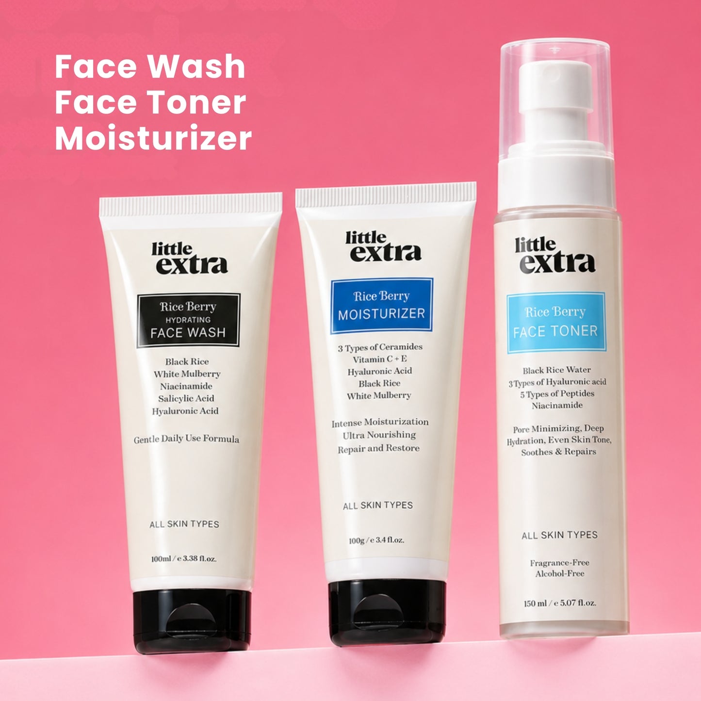 Skin Reset Trio | Rice Berry Face Wash, Toner & Moisturizer