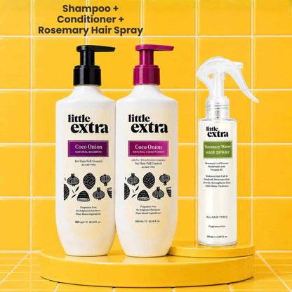 Hair Refresh Trio | Coco Onion Shampoo, Conditioner & Rosemary Water Hair Spray