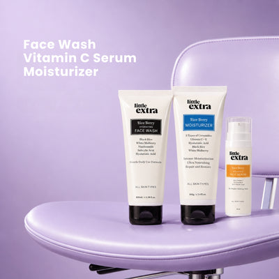 Bright & Bouncy Trio | Rice Berry Face Wash, Vitamin C Serum & Moisturizer