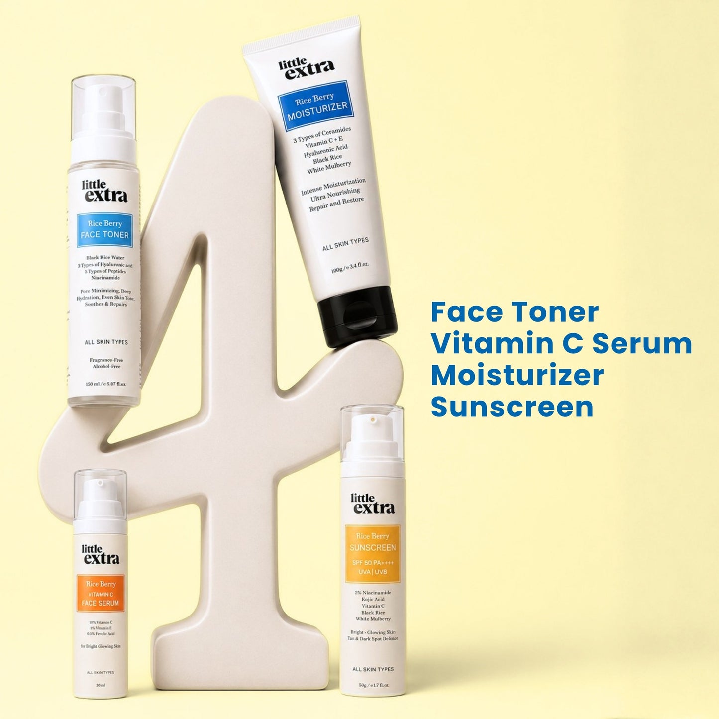Glow Maintenance Quad | Rice Berry Toner, Vitamin C Serum, Moisturizer & Sunscreen