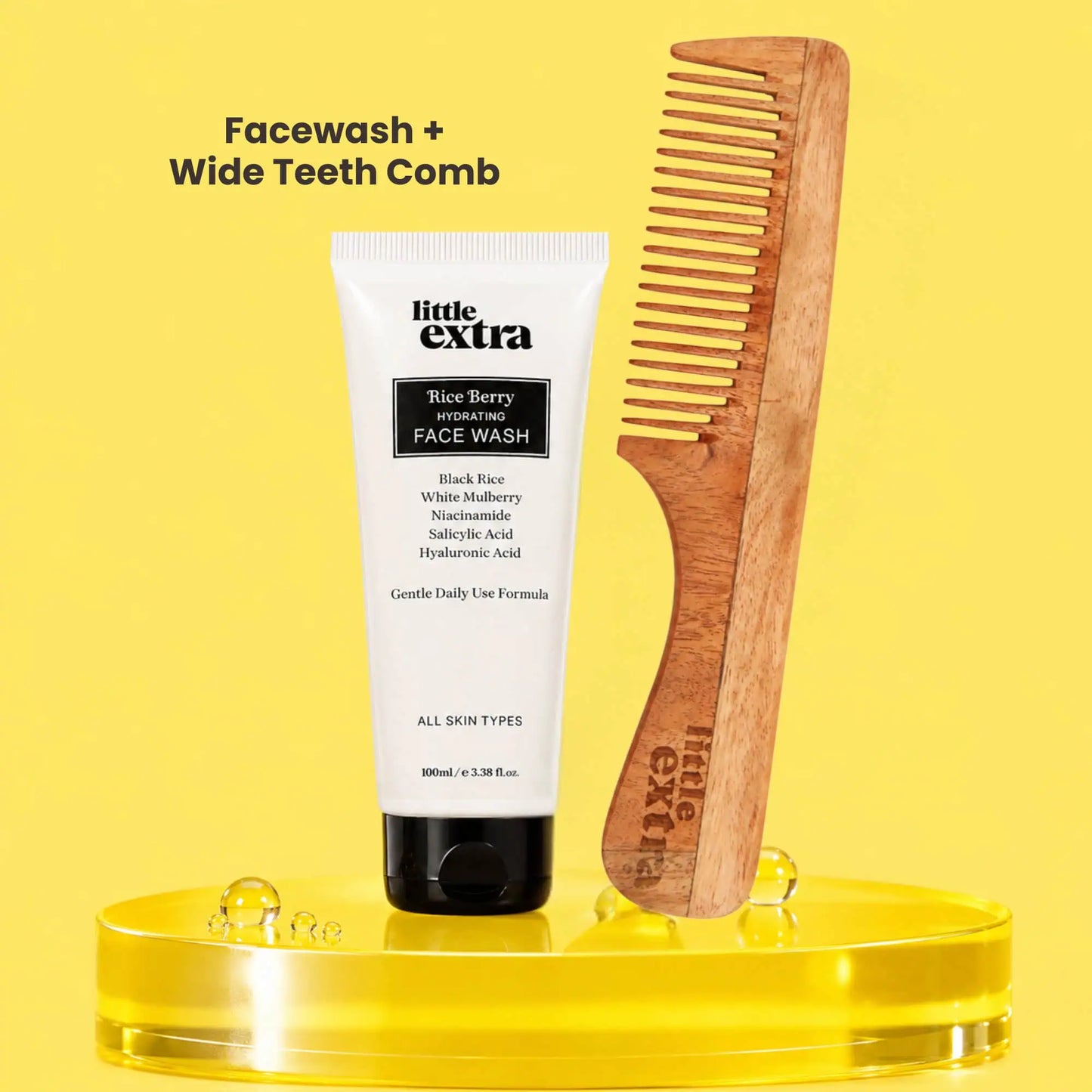 Rice Berry Face Wash & Wooden Neem Comb