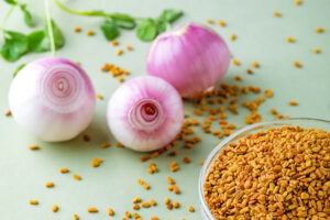 use fenugreek and onion juice for hair care