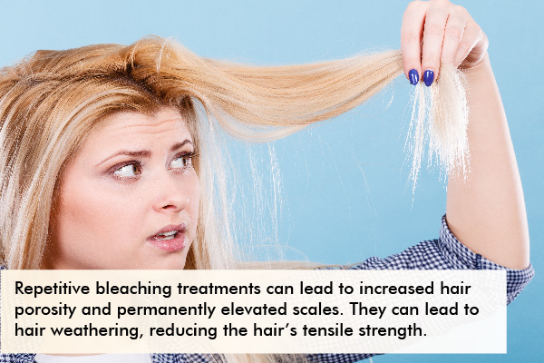 bleaching the hair must be avoided as it can damage the hair